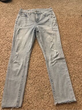 Seven7 Light Blue Distressed Skinny Jeans